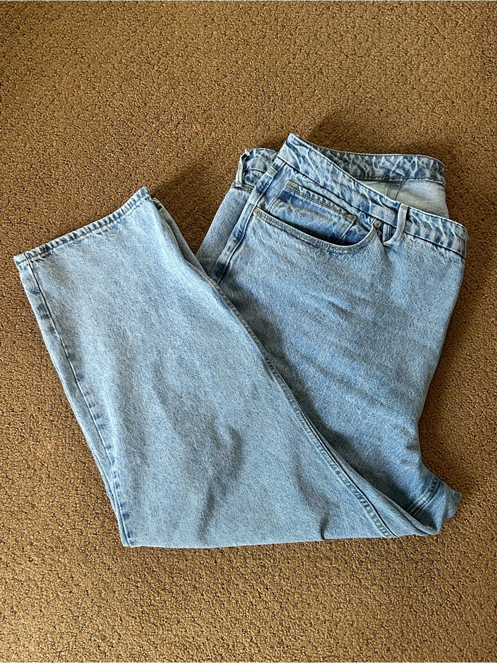 Good American 90s Duster Indigo High Rise Crop Straight Leg Jeans
